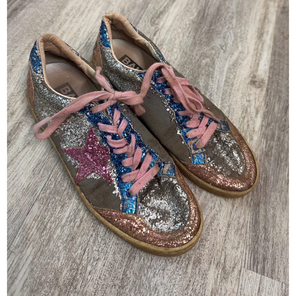 Golden Goose Ball Star Glitter Leather Sneakers Size 37 US Women's 6.5/7